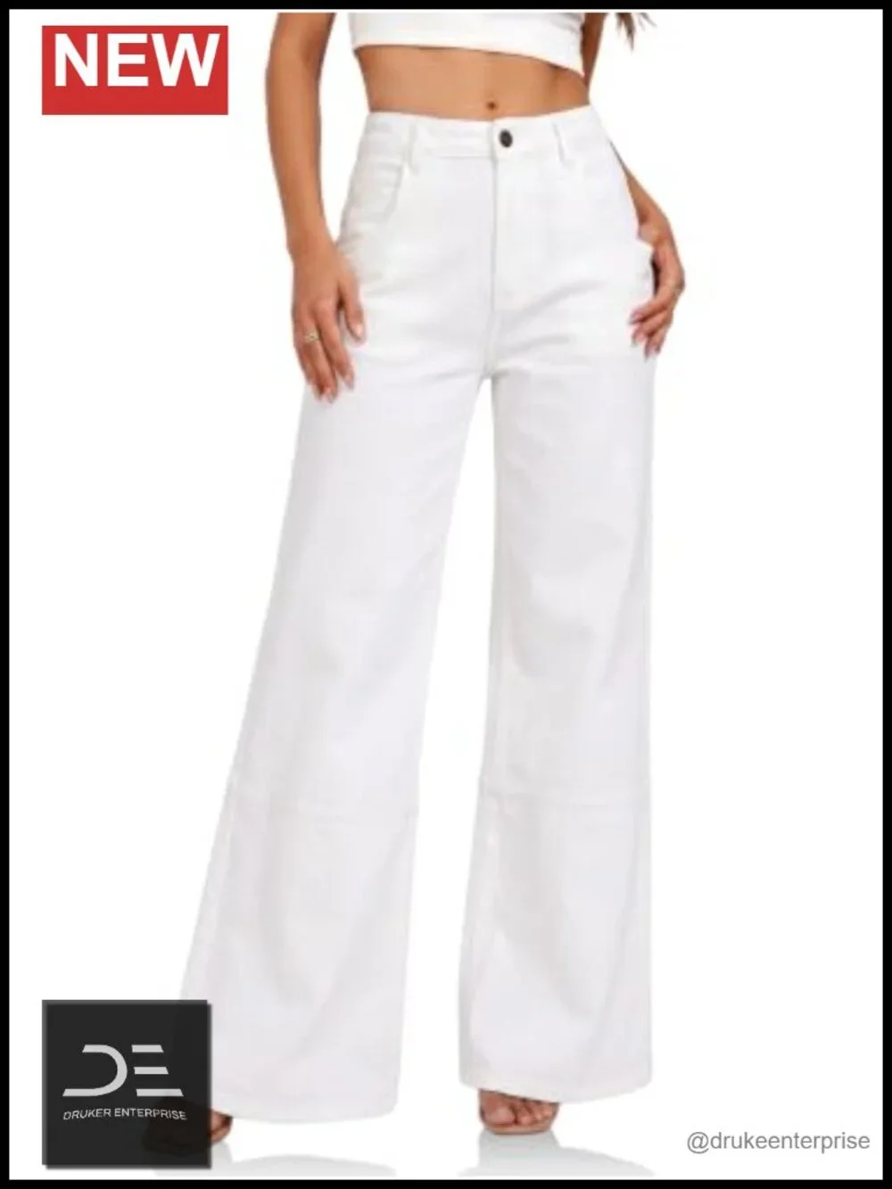 High Waisted Flared Bell Bottom Jeans with Raw Hem - Stretch Cotton Denim Pants